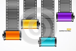 Camera Film Roll Cartrige Set. Vector