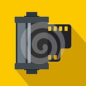 Camera film roll icon, flat style
