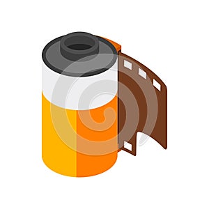 Camera film roll icon, isometric 3d style