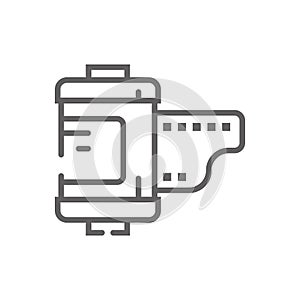 Camera film roll icon. 35mm photo film reel. Outline illustration of Film roll vector icon for web. Web symbol for websites and