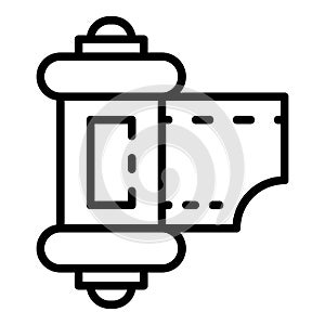 Camera film roll icon, outline style