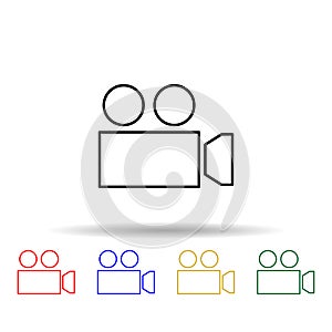 camera for filming multi color style icon. Simple thin line, outline vector of web icons for ui and ux, website or mobile