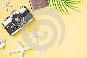 Camera films, airplane, passport, starfish traveler tropical beach accessories