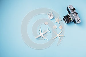 Camera films, airplane, starfish, shells traveler tropical accessories