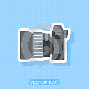 Camera with Fish eye lens icon,Side view of Camera,Flat design element