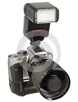 Camera with Flash and Big Lens