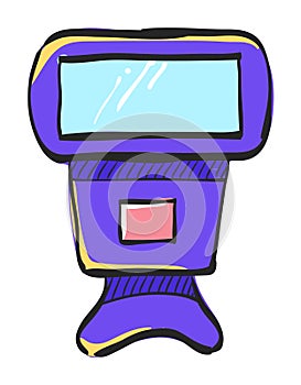 Camera flash icon in color drawing