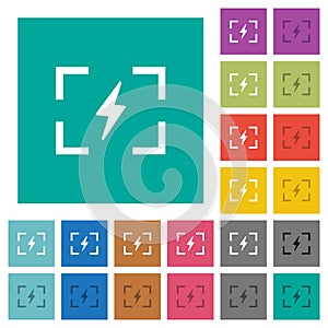 Camera flash mode square flat multi colored icons