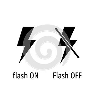 Camera Flash ON and OFF Vector Icons Set