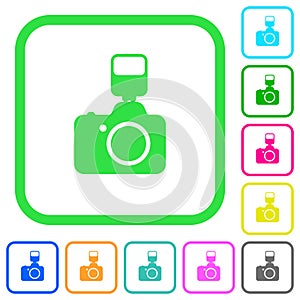Camera with flash vivid colored flat icons icons