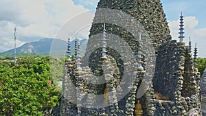 Camera flies along amazing ancient coral Buddhist temple