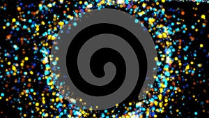 Camera flying throught the abstract spiral glow twisted particle background 4K