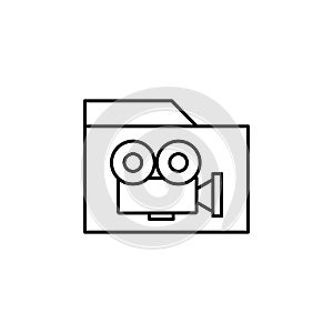 camera, folder, cinema icon. Simple thin line, outline vector of movie, cinema, film, screen, flicks icons for UI and UX, website