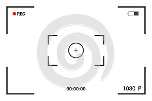 Camera frame. Interface viewfinder. Screen of video recorder digital display