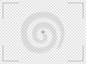 Camera frame viewfinder screen of photo, video recorder digital display with camera frames. Vector cross target