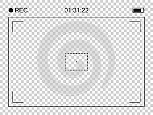 Camera frame viewfinder screen of video recorder digital display. Vector illustration.