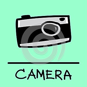 Camera hand-drawn style.