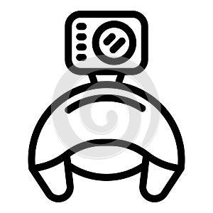 Camera on helmet icon outline vector. Go pro adventure cam