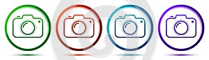 Camera icon artistic frame round button set illustration
