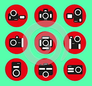Camera icon collection. Camera set isolated. Photo and video best illustations in black style. photo