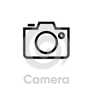 Camera icon. Flat linear design. Editable Vector Outline.