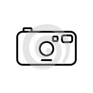 Camera Icon. Film Camera Vector Icon. Done in Modern Black Linear Style Isolated on White Background.