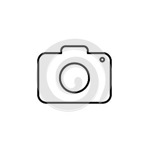 Camera icon. Flat design. Vector illustration. Grey on white background.