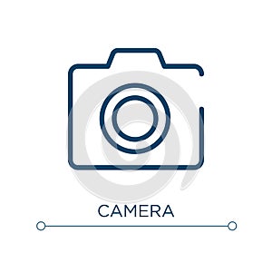 Camera icon. Linear vector illustration. Outline camera icon vector. Thin line symbol for use on web and mobile apps, logo, print