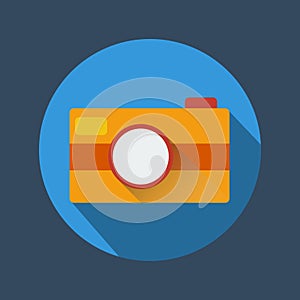 Camera icon with long shadow. Vector illustration