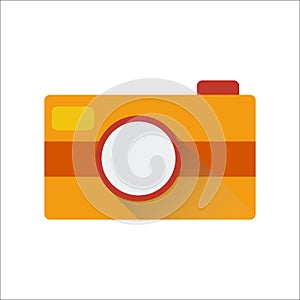 Camera icon with long shadow. Vector illustration