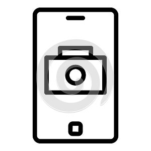Camera icon outline vector. Button screen