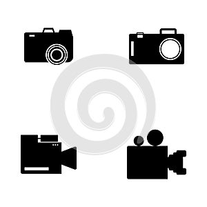 Camera Icon Set. Photography icons set. Security Camera Icon. photo and video icon. multimedia icon set Flat line vector icons