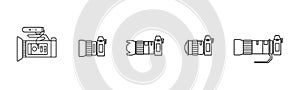 Camera icon set,Side view of photo equipment,Flat design.