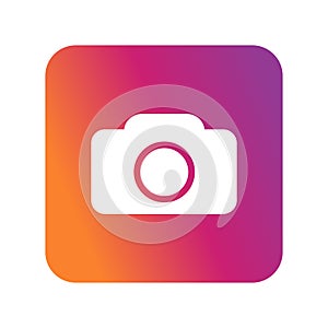 Camera icon. Social media element on gradient background