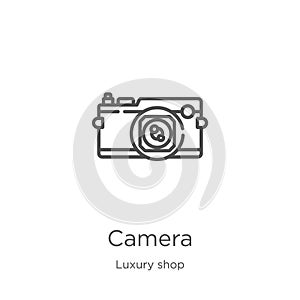 camera icon vector from luxury shop collection. Thin line camera outline icon vector illustration. Outline, thin line camera icon