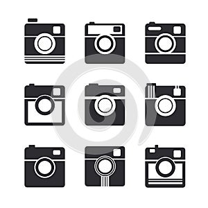 Camera icons. Hipster photo camera pictogram