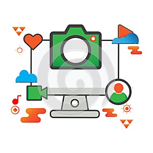 Camera illustration. computer illustration. Flat vector icon. can use for, icon design element,ui, web, mobile app