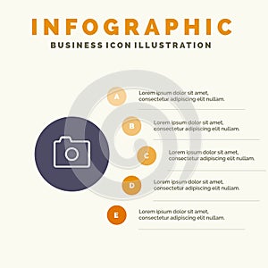 Camera, Image, Basic, Ui Solid Icon Infographics 5 Steps Presentation Background