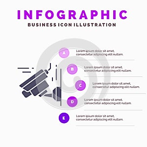 Camera, Image, Technology Solid Icon Infographics 5 Steps Presentation Background