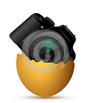 Camera inside a broken egg