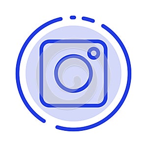 Camera, Instagram, Photo, Social Blue Dotted Line Line Icon