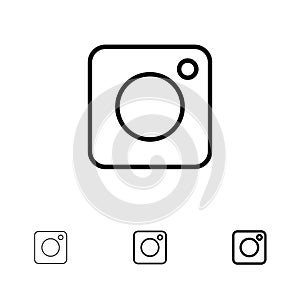 Camera, Instagram, Photo, Social Bold and thin black line icon set