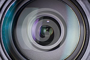 Camera lens close up
