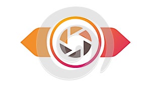 Camera Lens Eye Abstract Orange Vector, vector design Generative AI