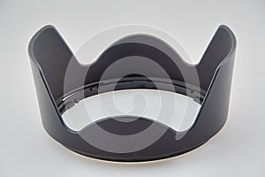 Camera lens hood on a white background