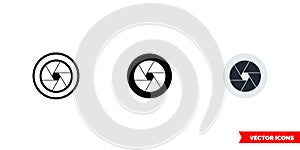 Camera lens icon of 3 types. Isolated vector sign symbol.