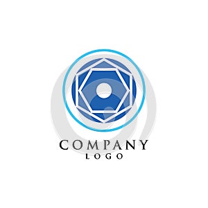 Camera lens inside logo design vector