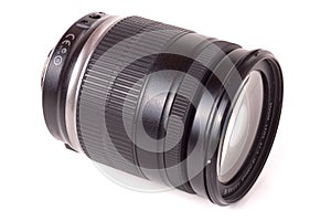 Camera lens isolated on a white background closeup