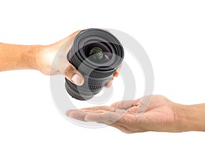 Camera Lens isolated on white.