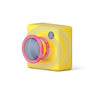 Camera lens photo picture optical technology device with zoom capture isometric 3d icon vector